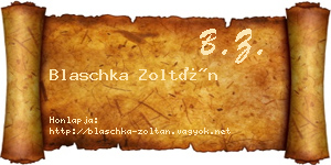 Blaschka Zoltán névjegykártya